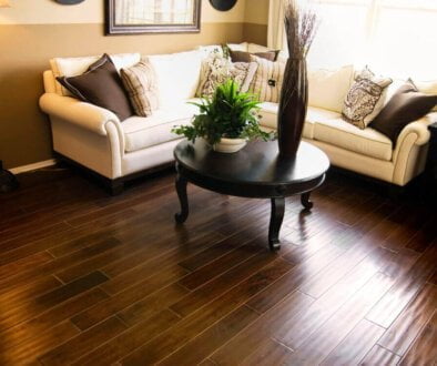 Hard wood flooring in living room area